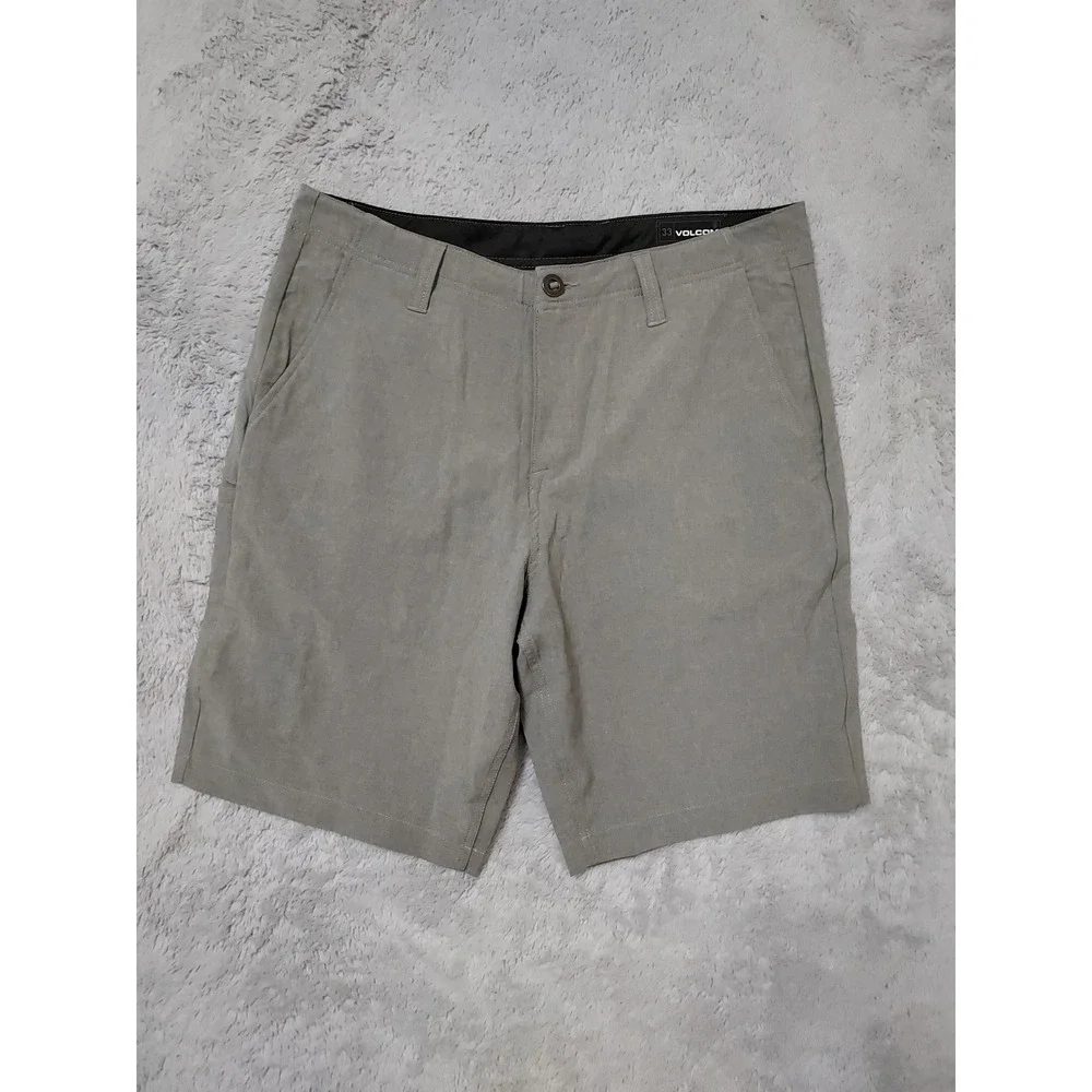 Volcom Shorts Mens 33 Hybrid Boardwalk Chino Heather Gray Surfing Swim Casual